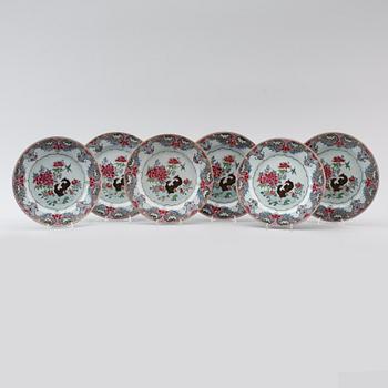 A set of six famille rose dishes, Qing dynasty, Qianlong (1736-95).