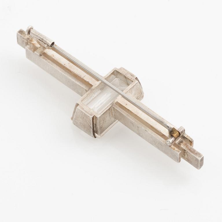 Brooch, silver with faceted rock crystal, Engelbert Stockholm 1946.