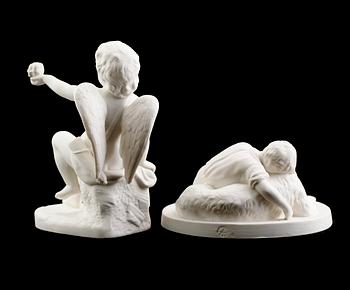 FIGURER, 2 st, parian, Gustafsberg 1894 samt 1914.