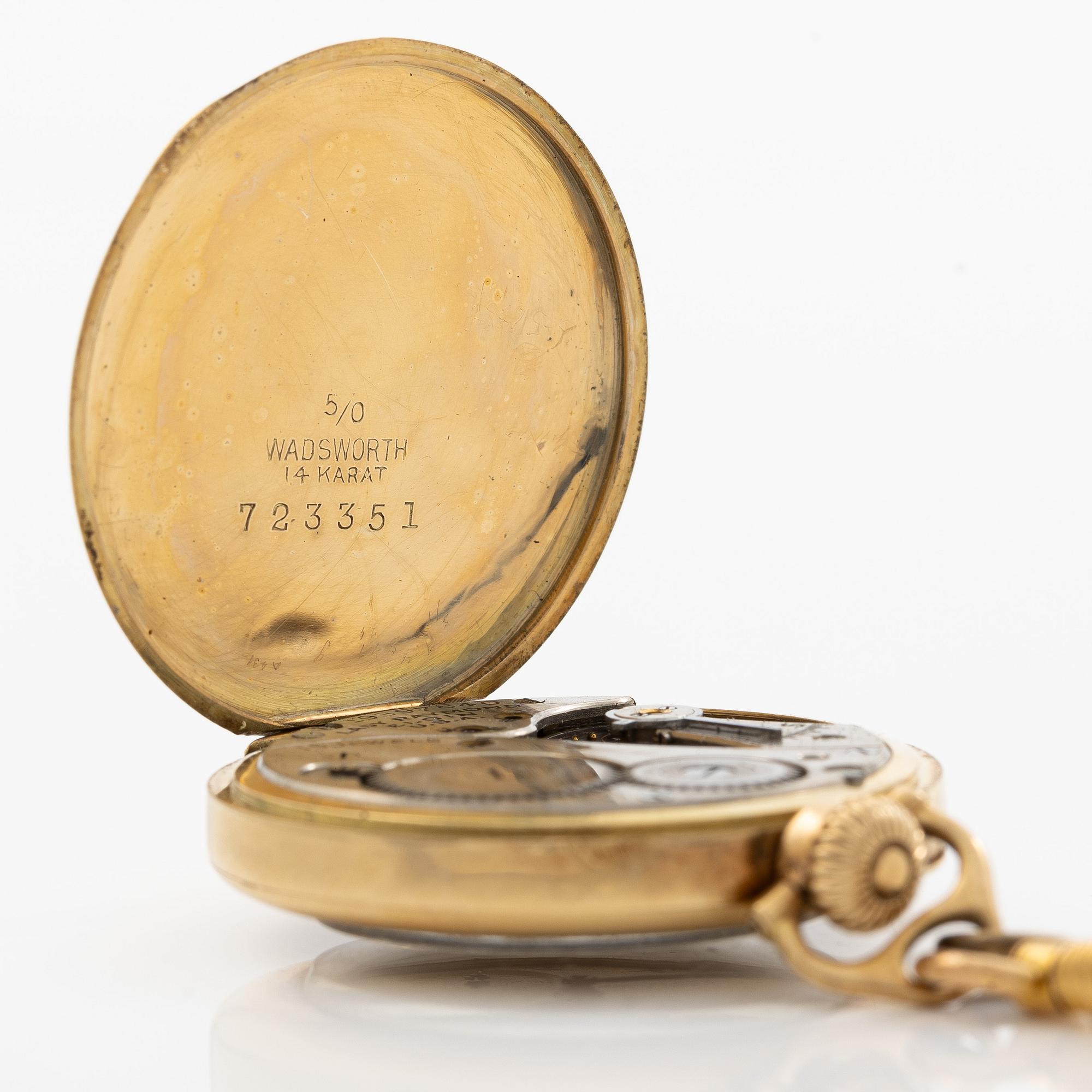 Elgin National Watch Co, Lady Raymond, fickurshänge, 28 mm, 14K guld.