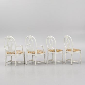 Four Gustavian style chairs, early 20th Century.