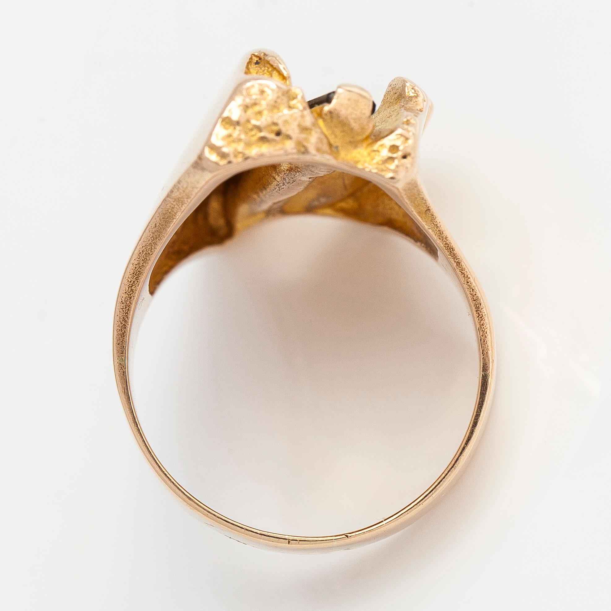 Björn Weckström, a 14K gold and tourmaline ring 'Tourmaline river' for Lapponia 1982.