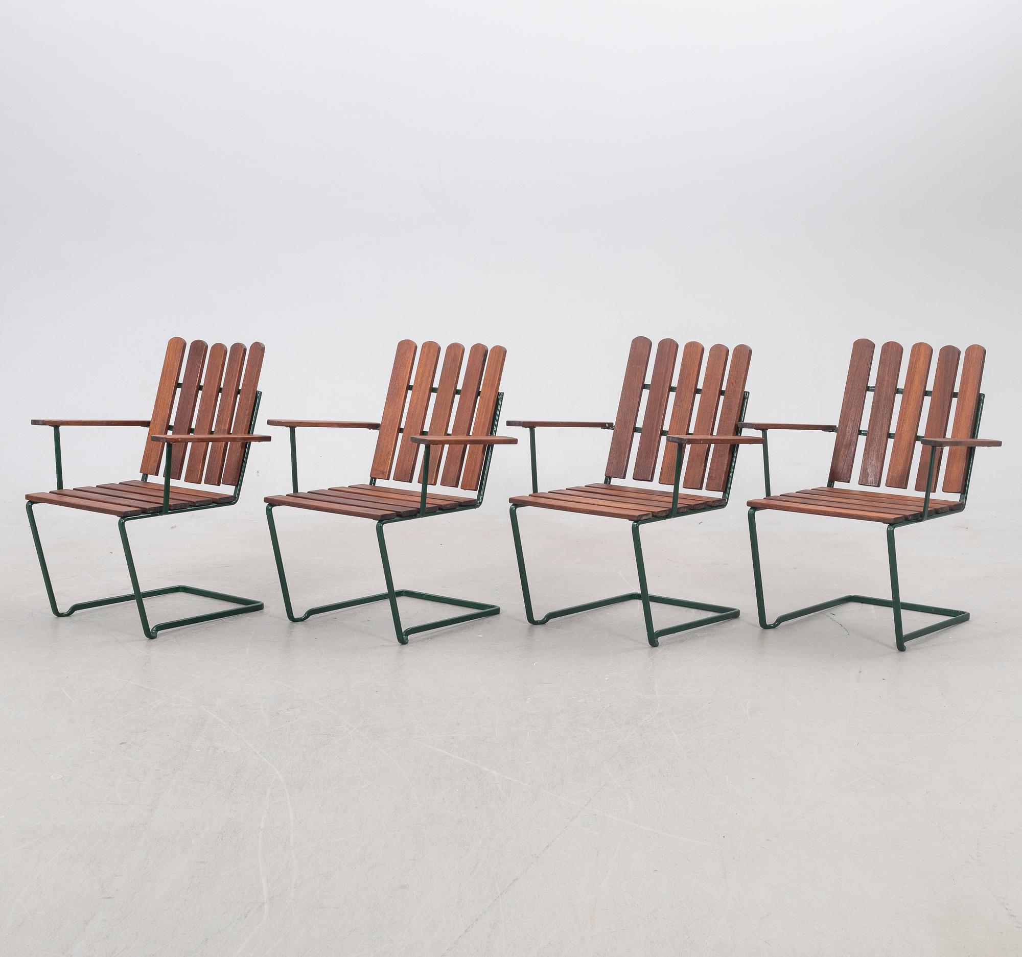 Arthur Lindqvist, Armchairs, 4 pcs, model A2, Grythyttan, 20th century.