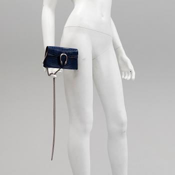A blue crocodile limited edition  "Dionysus" handbag/evening bag by Gucci.