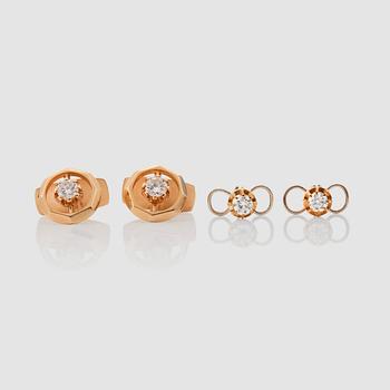 1317. MANSCHETTKNAPPAR samt FRACKKNAPPAR, med diamanter totalt ca 1.90 ct.
