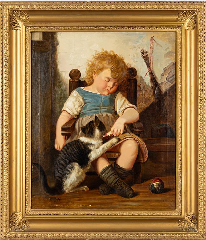 Unknown artist, 19th century, Girl with Cat.