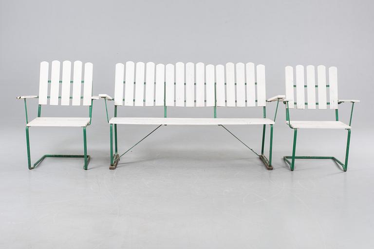 TRÄDGÅRDSMÖBEL, 3 delar, design Arthur Lindqvist, Grythyttan, 1900-talets mitt.