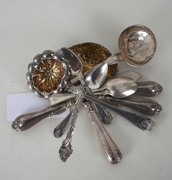 PARTI BESTICK, 13 delar, silver och nysilver, div mästare och ålder.