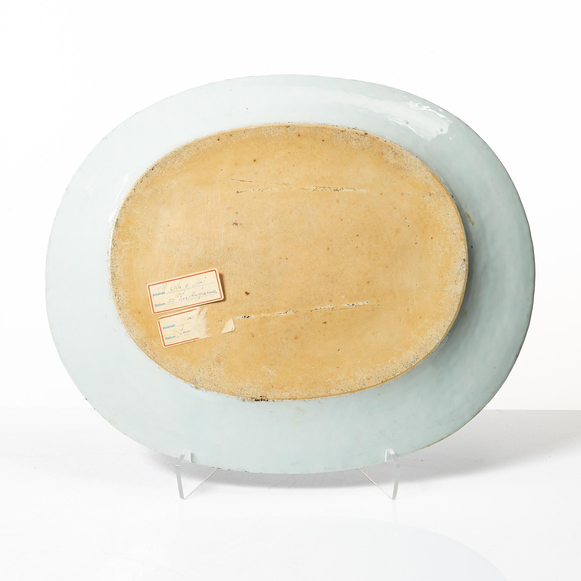 Stekfat, kompaniporslin, Kina, Qingdynastin, Qianlong, 1736-95.