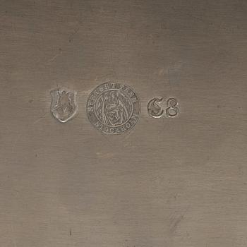 Nils Fougstedt, a pewter, brass and nephrite box, Svenskt Tenn, Stockholm 1944.