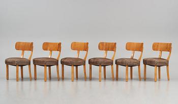 Axel Einar Hjorth, a set of six "Birka" chairs, Nordiska Kompaniet, 1937.