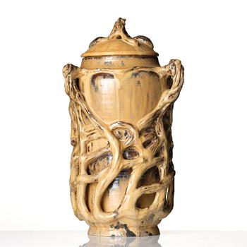 Nils Emil Lundström, an Art Nouveau glazed ceramic lidded jar, Rörstrand, Sweden, early 20th century.