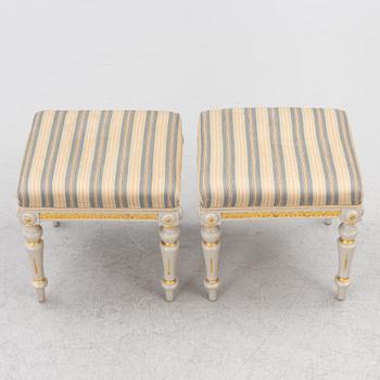 A pair of Gustavian style stools, 19th century.