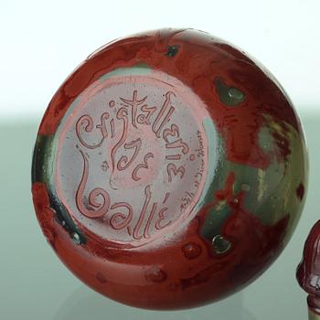 Emile Gallé, A mould-blown and carved glass bottle, Nancy, France, 1890's.