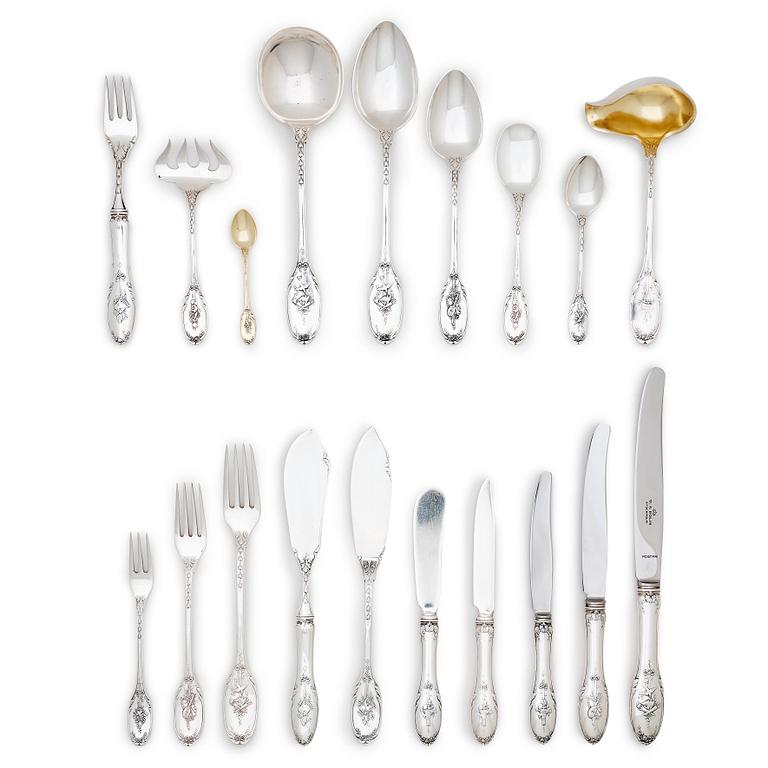 A WA Bolin 144 piece silver table-cutlery, Stockholm 1931. Model "A".