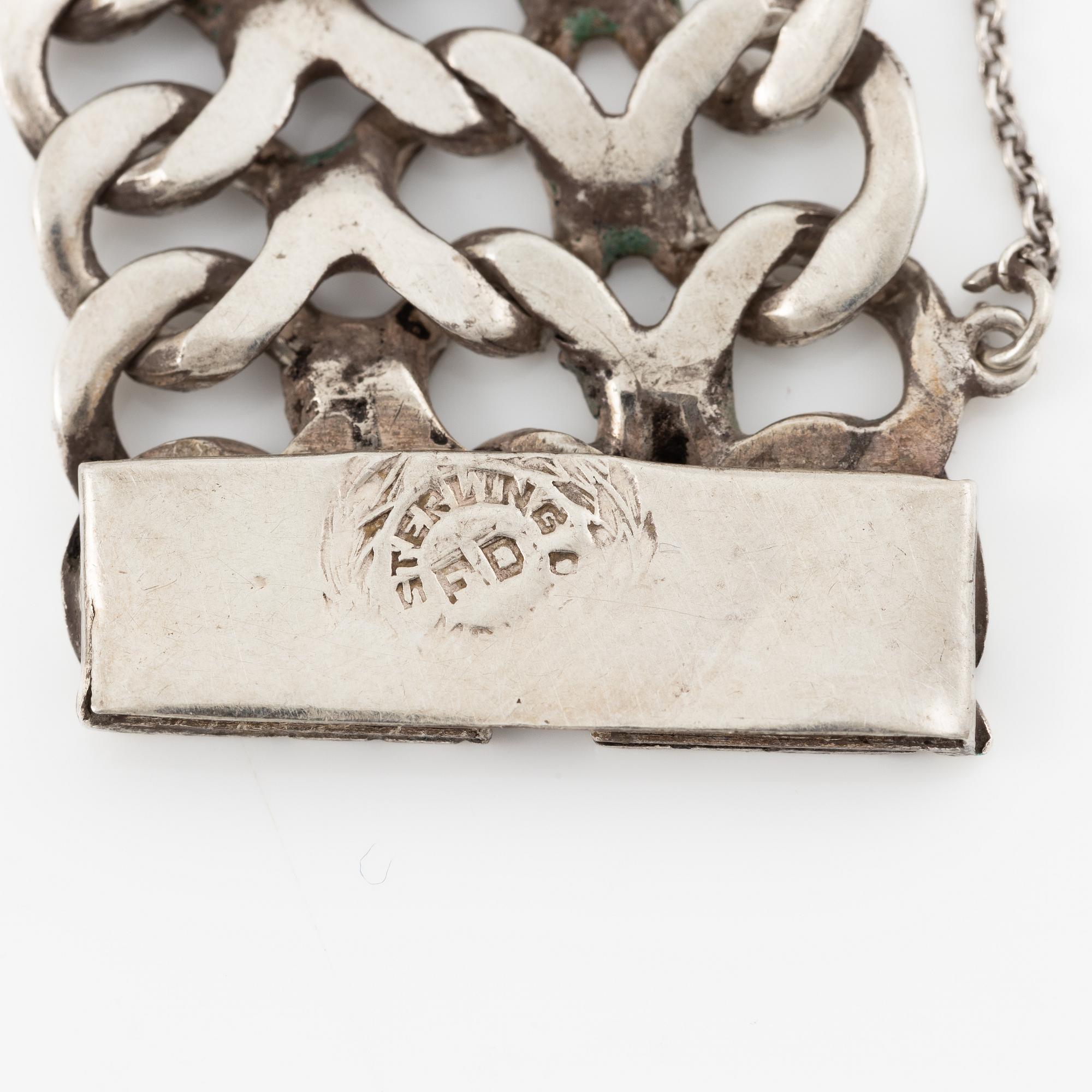 Necklace and bracelet silver, likely Mexico.