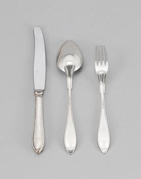 BESTICK, 18 st, silver, "Svensk spets", C.G. Hallberg, 1924-1939. Ca 718 gr.