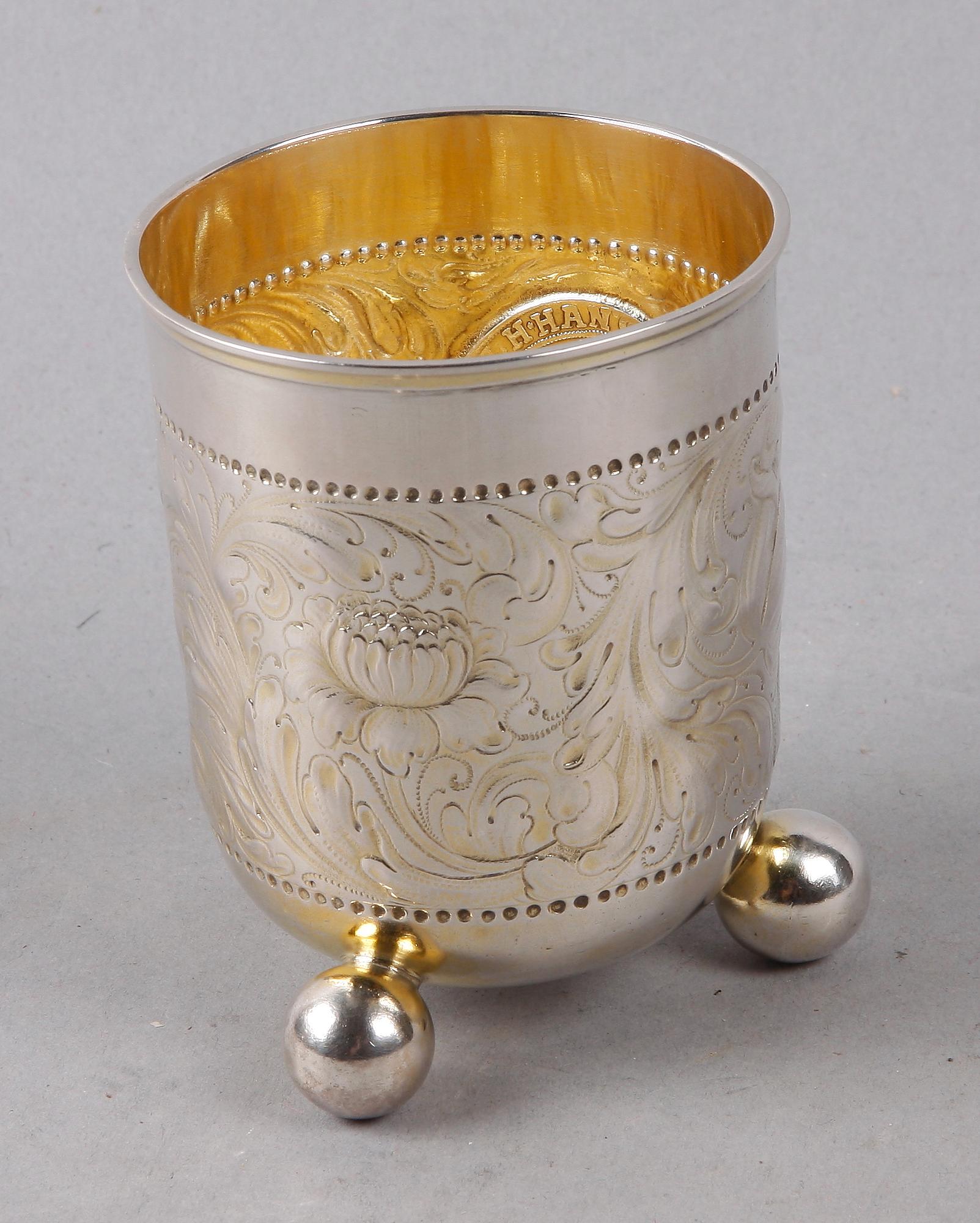 BÄGARE, silver, barockstil, Heinrich Mau Dresden, 1900-talets första hälft. Vikt ca 150 gram.