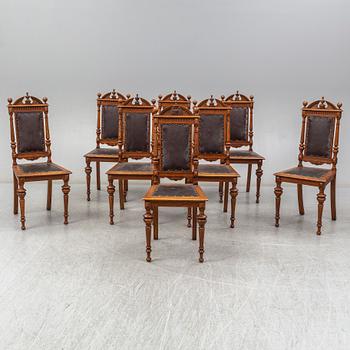 Eight chairs, late 19th Century.