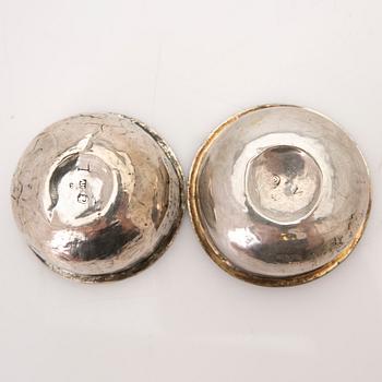 Four beakers, silver, Kristianstad, 18th/19th century.