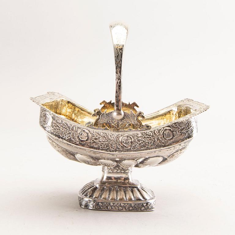 A 19th century Russian silver basket.