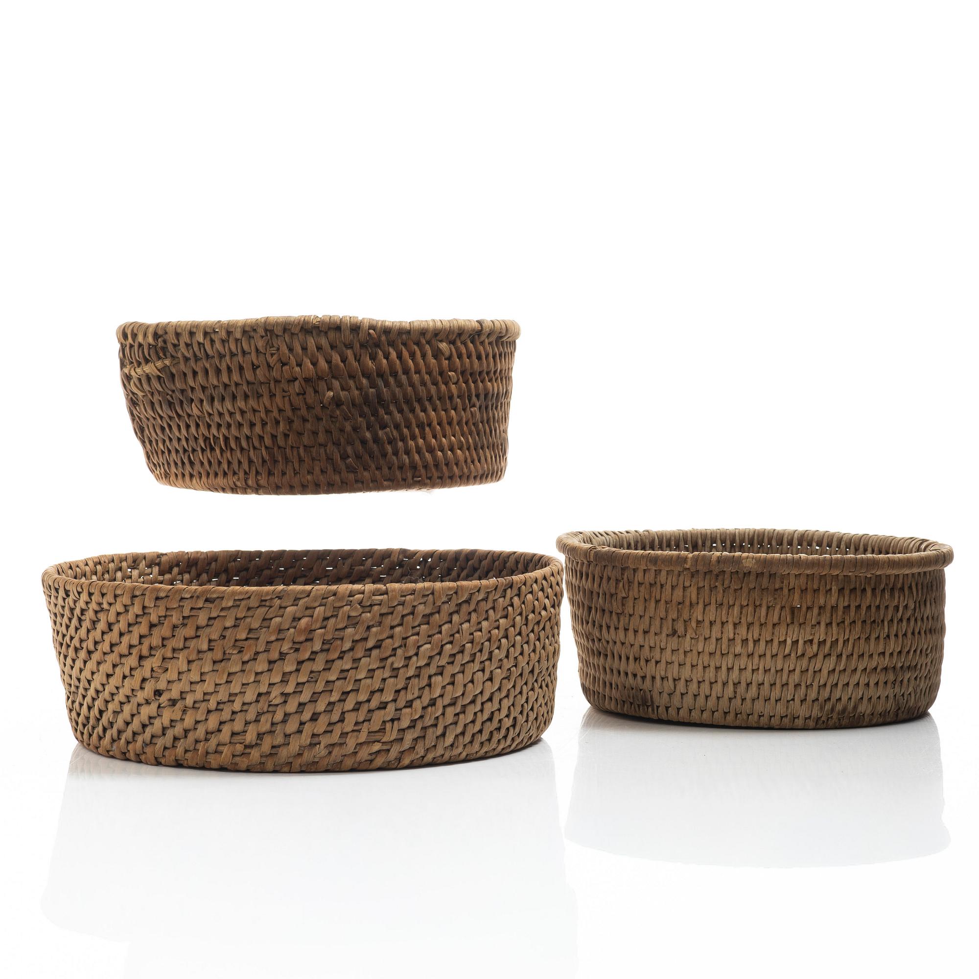 Root baskets, 3 pcs, folk art, 19th century.