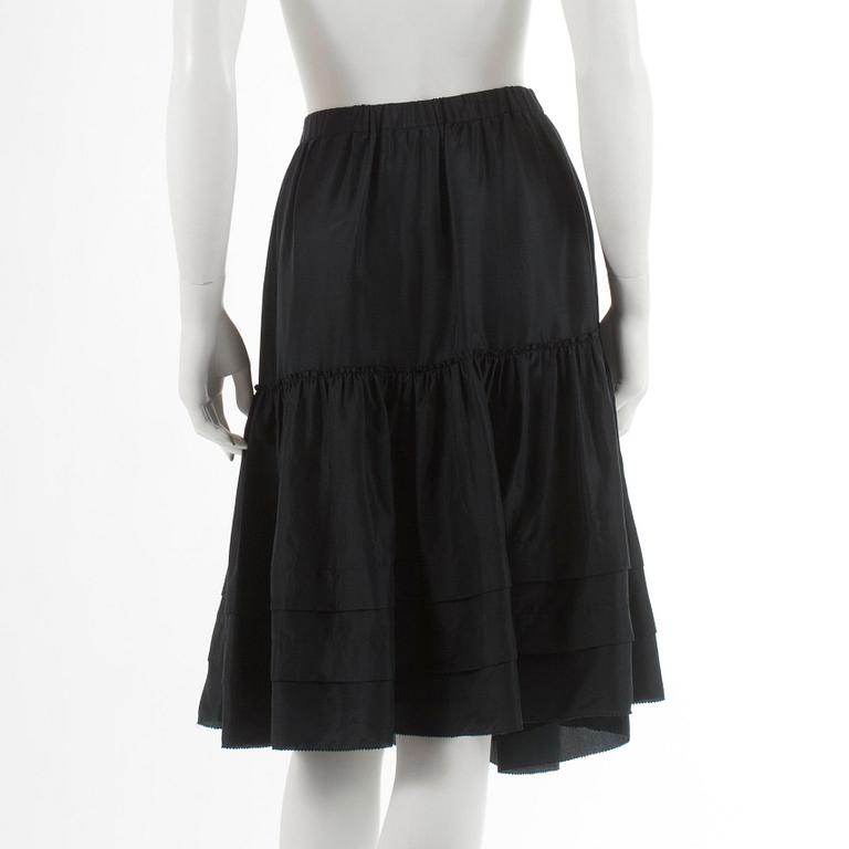 DKNY, a black silk frill skirt. Size M.