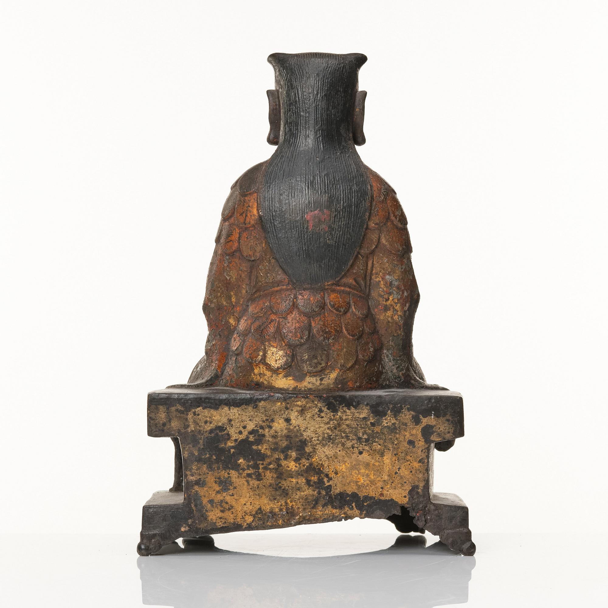 A cold gilt bronze sculpture, Ming dynasty (1368-1644).