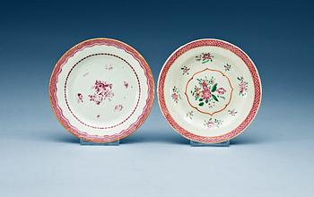 A matched set of 19 famille rose dessert dishes, Qing dynasty, Qianlong (1736-95).