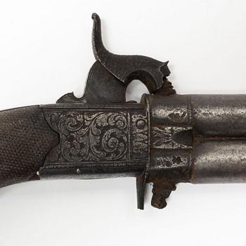 Percussion pistol, double-barrelled, William Fletcher Gloucester (1841-44).