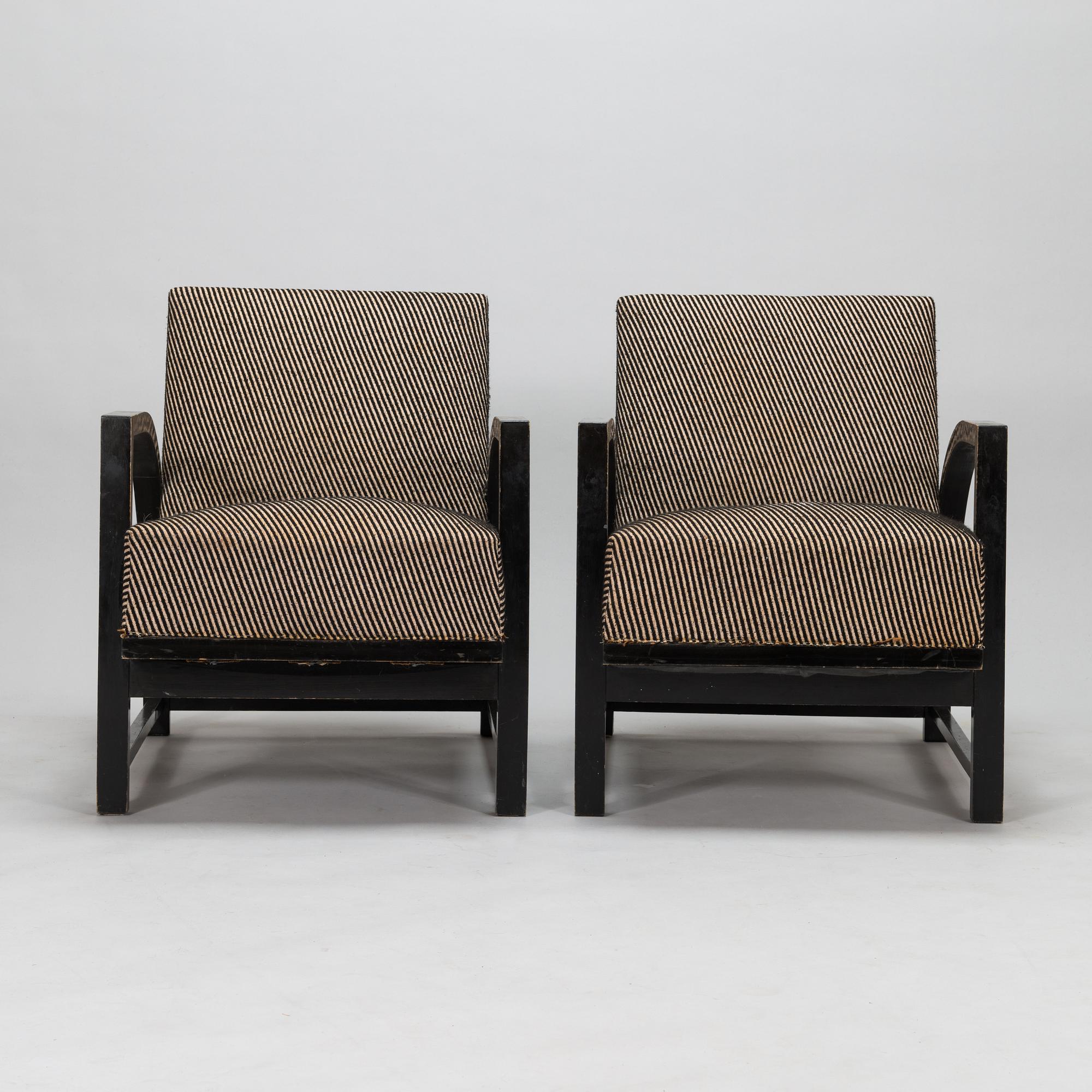 Maija Heikinheimo, a pair of 1930's 'Helvi' armchairs for Asko Finland.