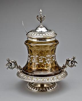 BÅLSKÅL, nysilver och glas, nyrenässans, 1800-talets slut.