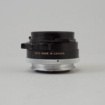 A black Leica Summilux 1:1.4 /35 Leitz  Lens no 2391303, Canada.