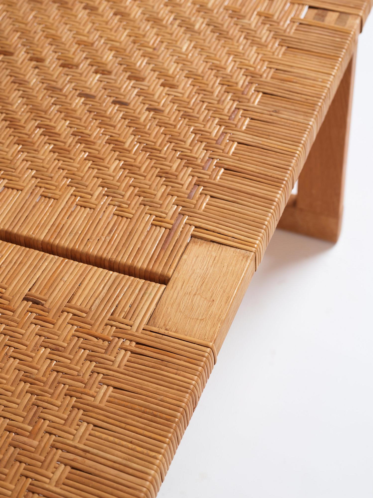 Børge Mogensen, an oak and rattan bench by cabinetmaker Erhard Rasmussen, Denmark 1950s/60s.