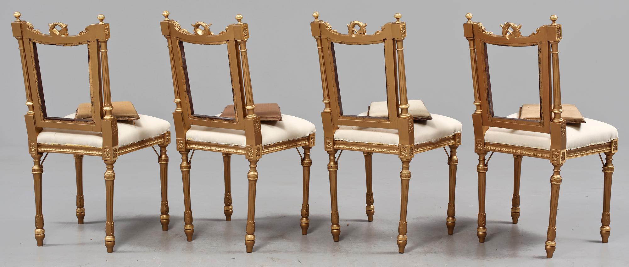 SALONGSGRUPP, 8 delar, Louis XVI-stil, 1900-talets första hälft.