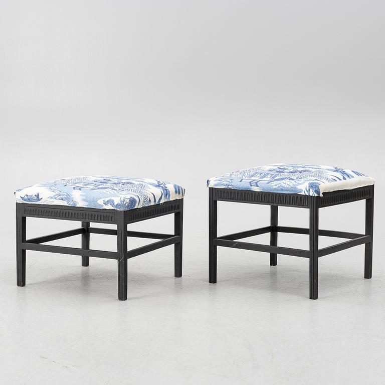 Two gustavian style stools, 20th century.
