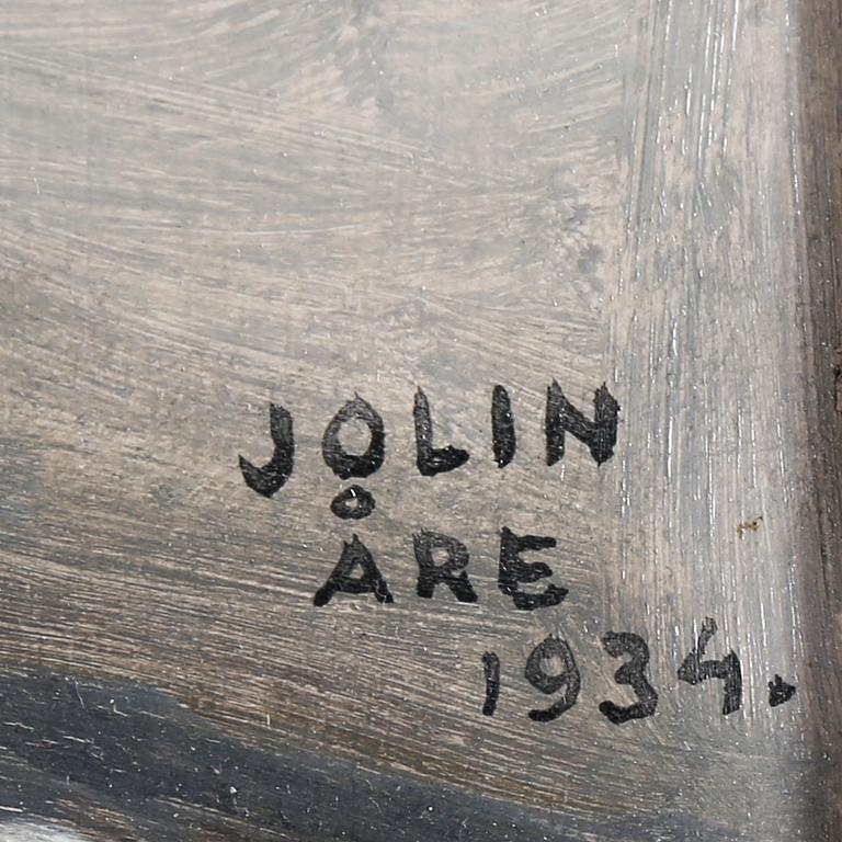 EINAR JOLIN, olja på pannå, signerad Jolin och daterad Åre 1934.