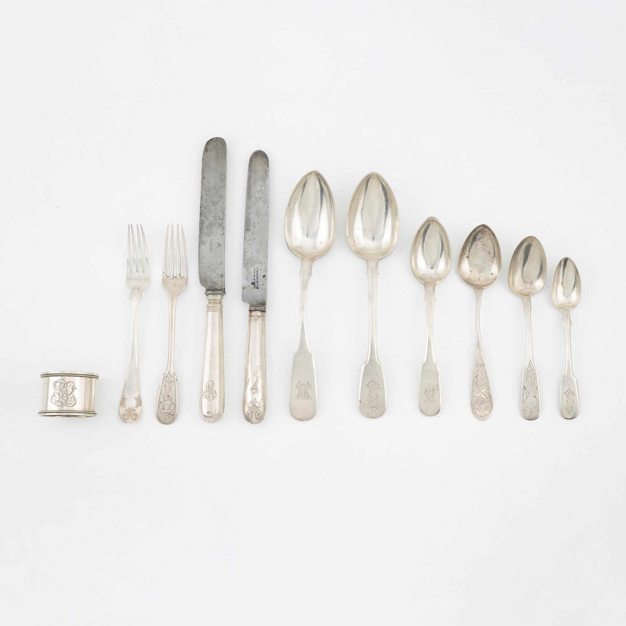 A set of silver cutlery, including  St Petersburg 1858 (36 pieces).