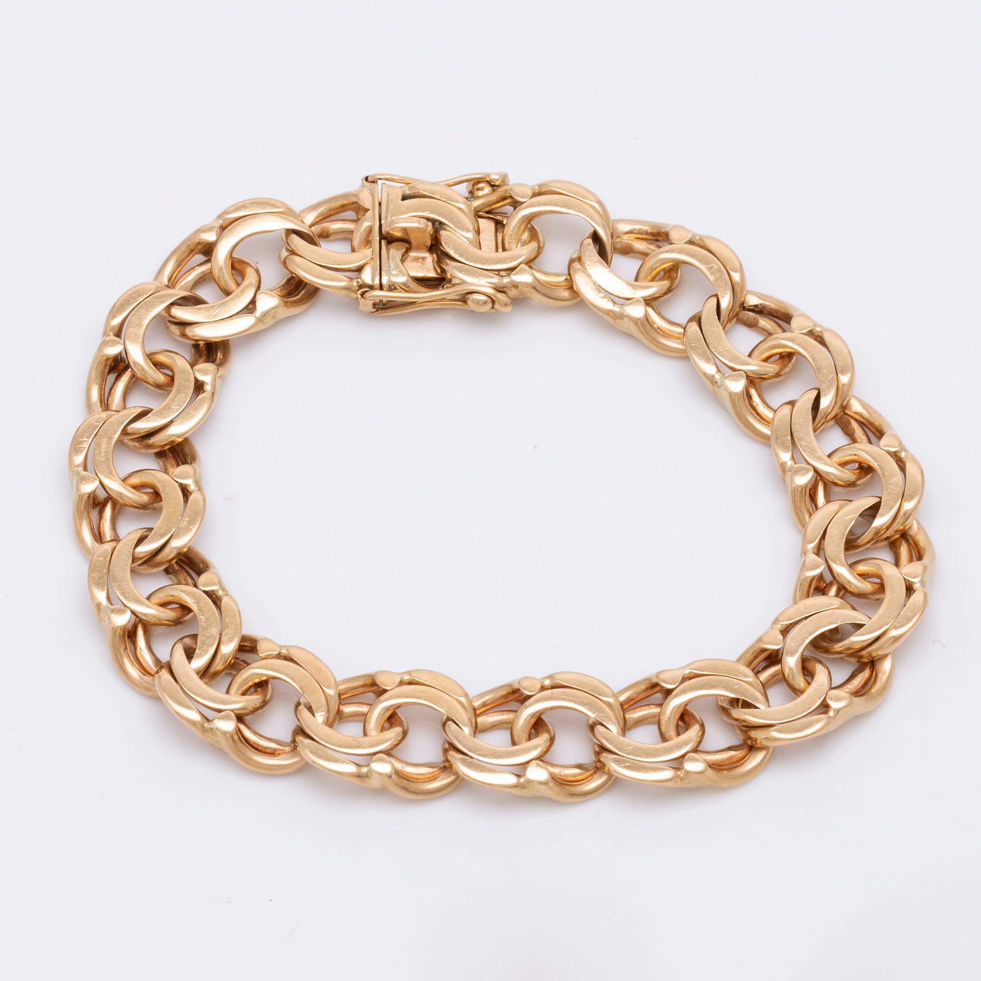Armband 18K guld bismarck-länk, 38,5 g, ca 18 x 1 cm.