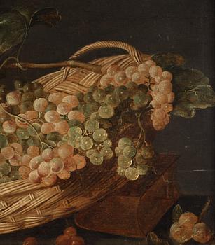 Monogramisten C. DH, Still life with fruits and a white parrot.