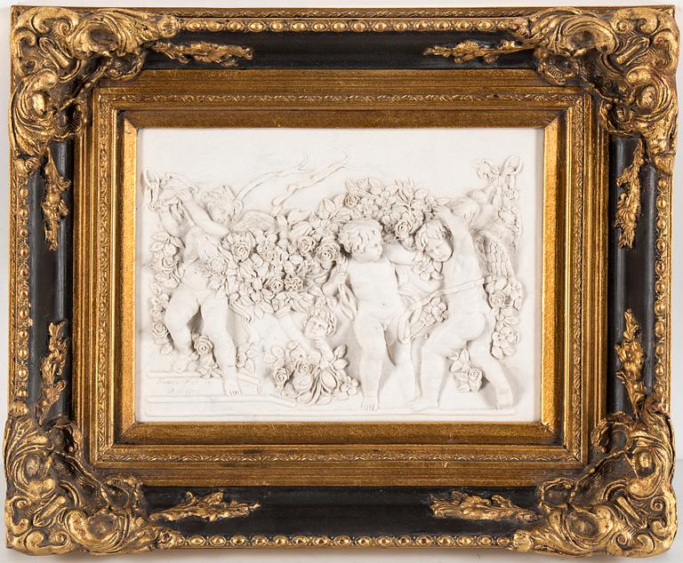 FRANCOIS DUQUESNOY, after, ceramic, signed and dated Paris 1892, 20th century.