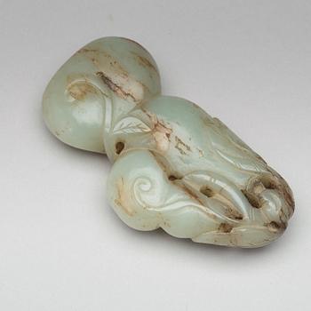 A nephrite sculpture of a calebass, Qing dynasty, presumably 18th Century.