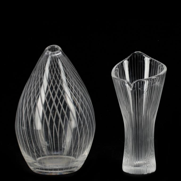 VASER, 2 st, glas, Tapio Wirkkala, Iittala, sign.