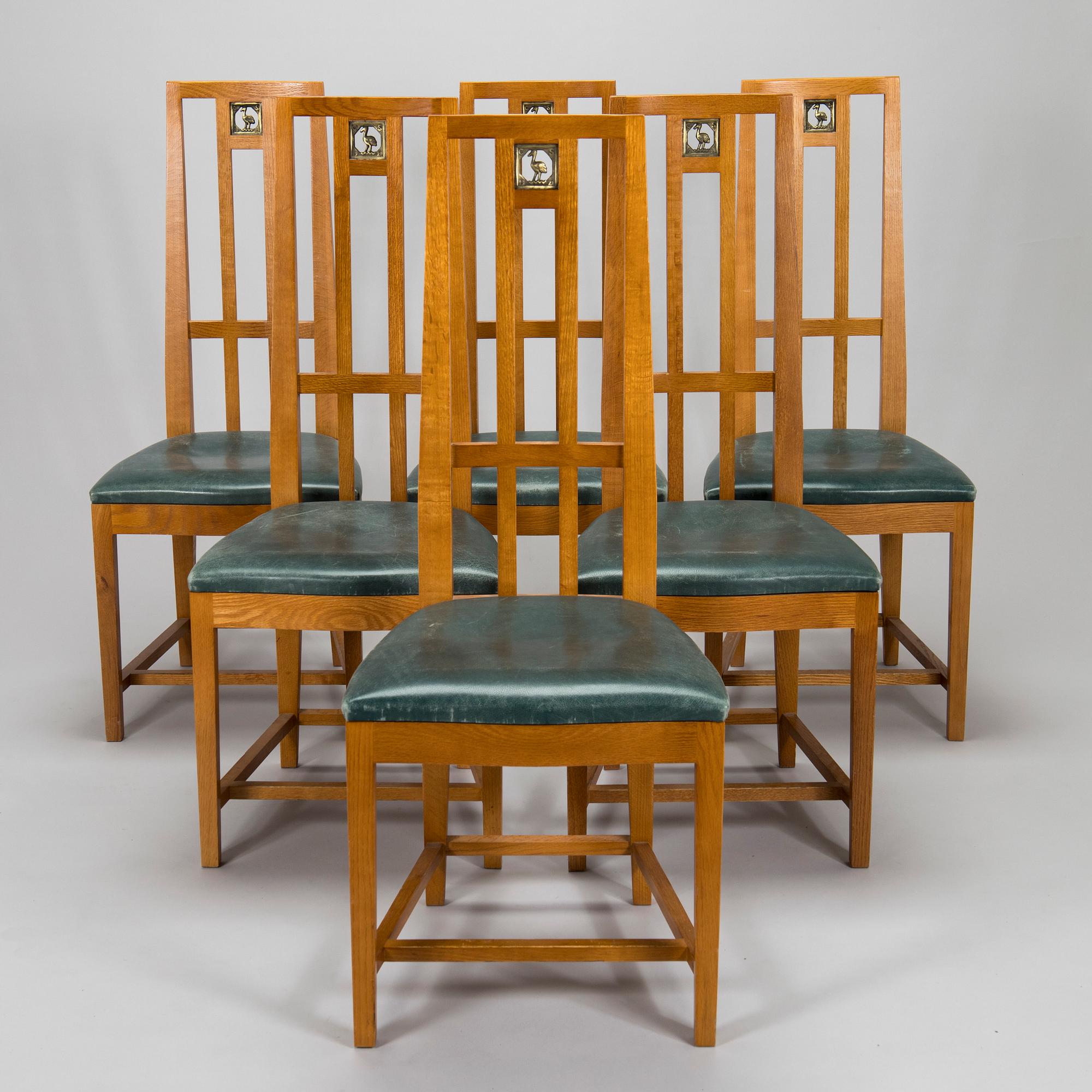 Eliel Saarinen, ruokapöytä ja tuoleja, 6 kpl, "Cranbrook", Adelta Oy, 1900-luvun loppu.