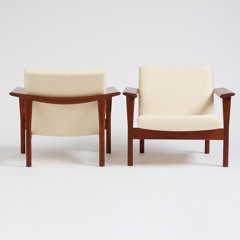 Aksel Bender Madsen & Ejner Larsen, a pair of easy chairs, cabinetmaker Willy Beck, Denmark 1950-60s.