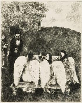 Marc Chagall, "L'arc en ciel"; "Abraham et les trois Anges" "Prophète tué par un lion", from: "La bible".