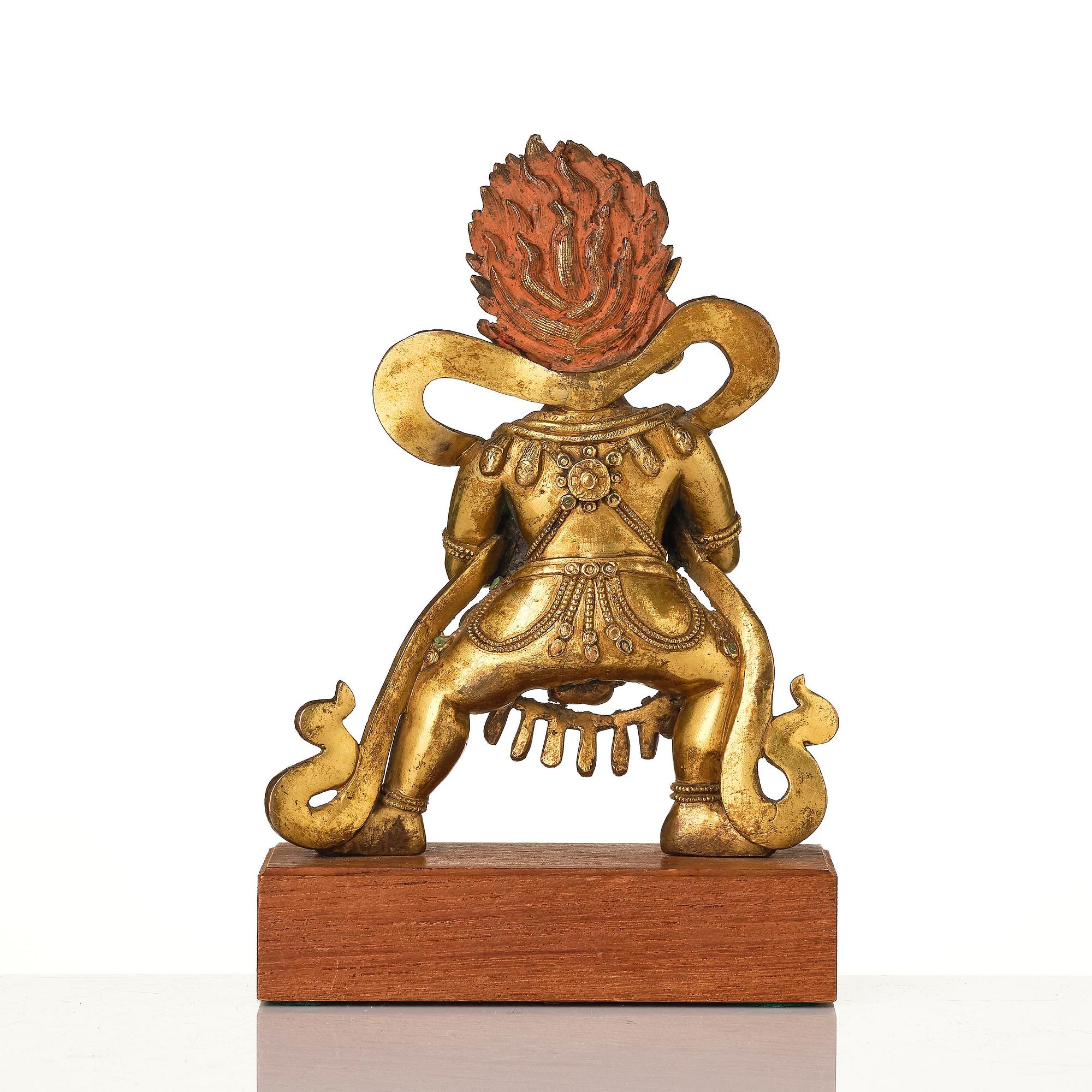 A gilt bronze figure of Vajrabhairava, Tibeto-chinese, 19th century or older.