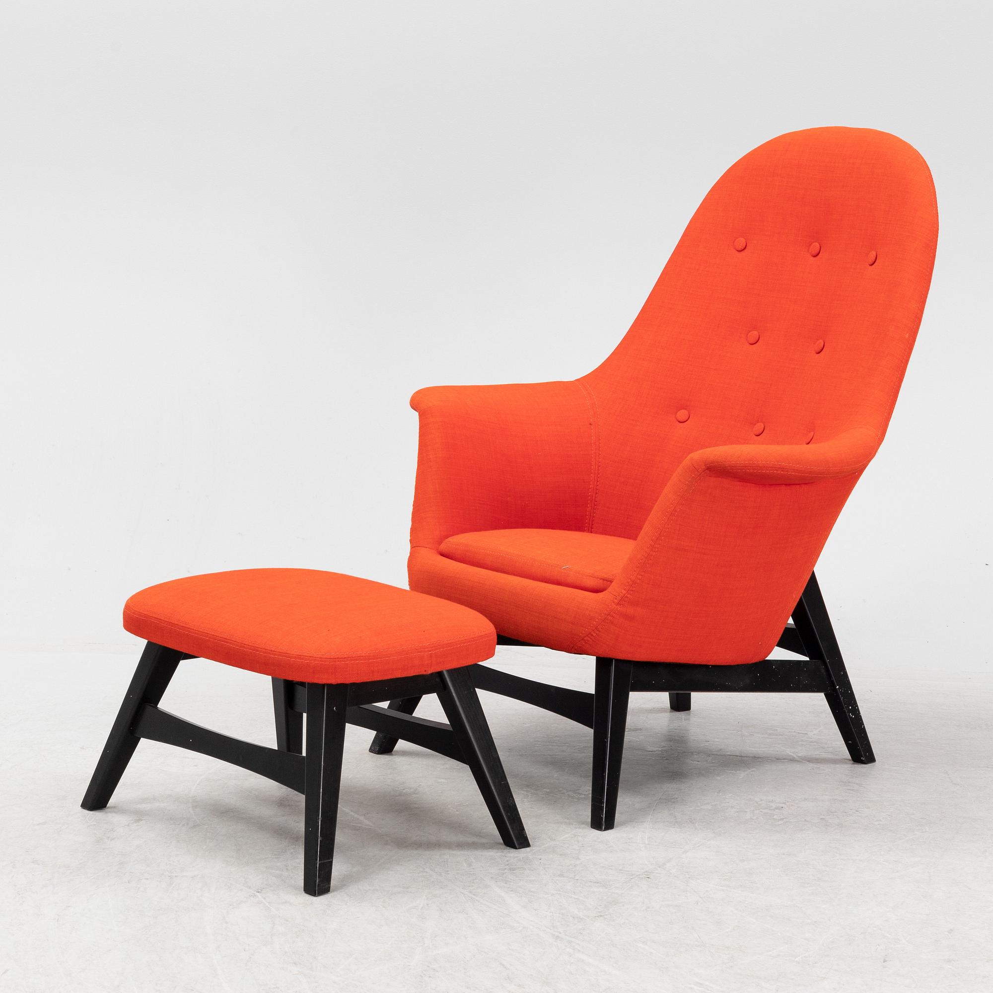 A Benarp Genua easy chair with foot stool from Ikea Bukowskis