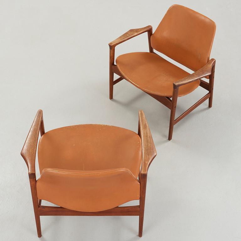 Ib Kofod Larsen, a pair of 'Holte' easy chairs, OPE Möbler, Sweden, 1950-60's.