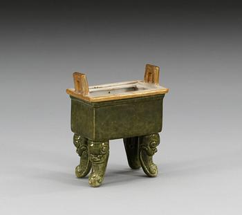 A bronze shaped censer, Qing dynasty (1644-1912)..